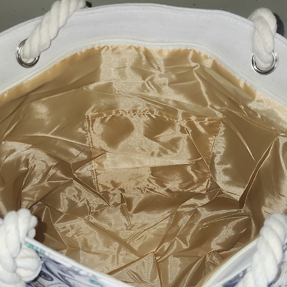 Canvas Tote Bag with Dollar Print - Picture 12 of 12